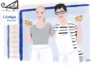 Pam Weekes and Connie McDonald side hug each other holding cookies